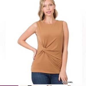 Zenana Front Knot Modern Chic Tank Top